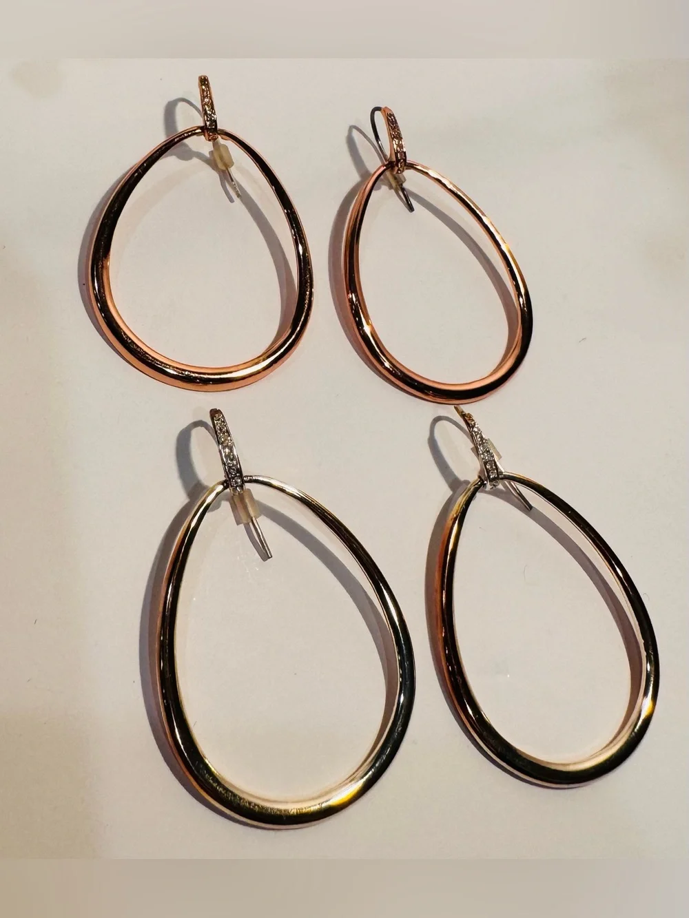Stella and Dot Goddess Teardrop Earrings 2 Pairs Gold Tone/ Rose Gold Tone - Picture 5 of 9